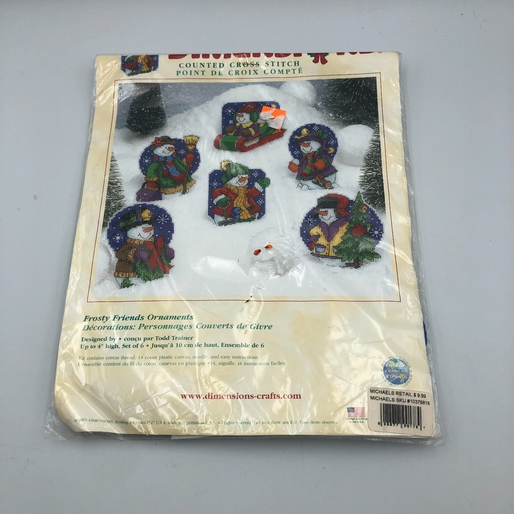 2002 Dimensions Counted Cross Stitch Kit #8686 Frosty Friends Ornaments AS IS
